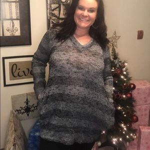 Grey Striped Longsleeve with Pockets